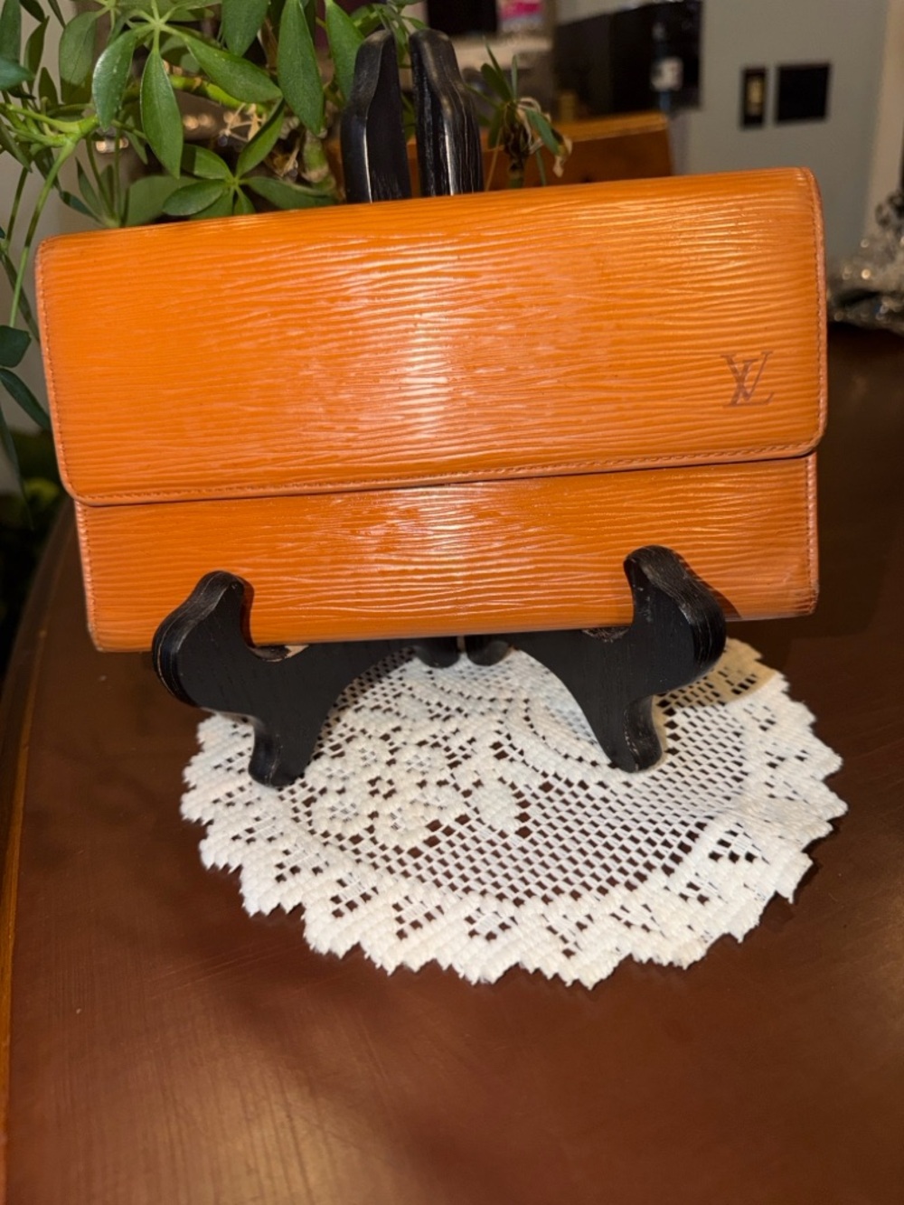 Louis Vuitton Epi Leather Fold Wallet in Bright Orange